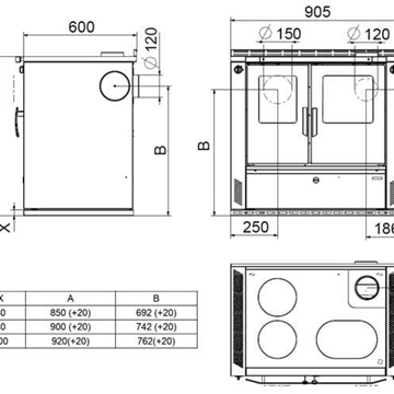 Cocina de leña W3-90 - Imagen 2