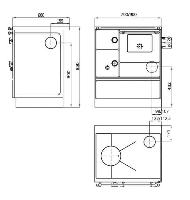 Cocina de leña K176 A 90 - Imagen 2