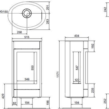 Estufa de gas Tali 3 caras o frontal (con pie y laterales rectos) - Imagen 2