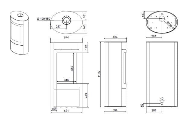 Estufa de gas Tali XL - frontal (laterales curvos) - Imagen 2