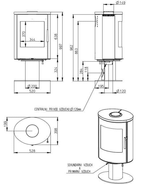 Estufa de leña Evora T03 Metálica (giratoria) - Imagen 3