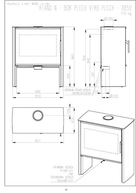 Estufa de leña Riano 01 N Metálica (Puerta cristal serigrafiado) - Imagen 3