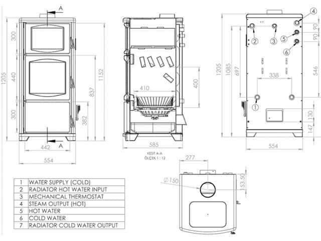 Estufa de leña calefactora TK29 (con horno) - Imagen 3