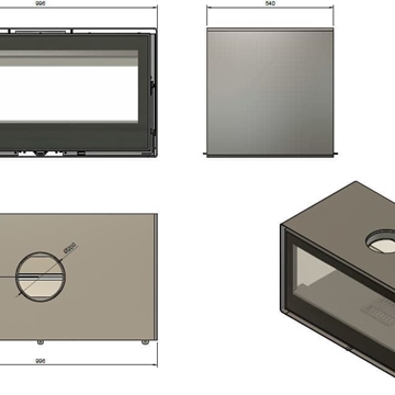 Estufa de leña CubeBox 10 DUO doble cara túnel - Imagen 2