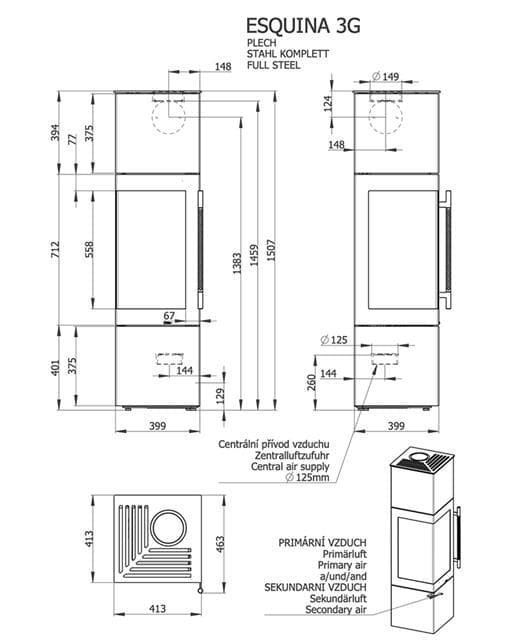 Estufa de leña Esquina 3G (Metálica) - Imagen 3