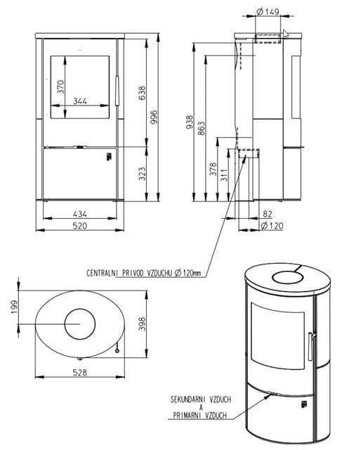 Estufa de leña Evora 03 (Metálica) - Imagen 3