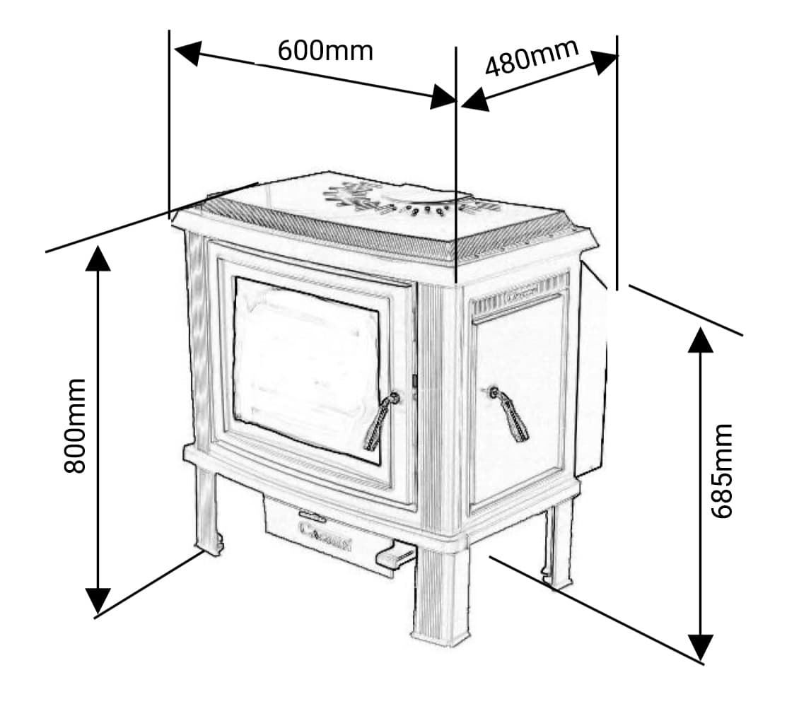 Estufa de leña fundición C2 7kW esmaltada - Imagen 2