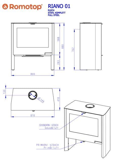 Estufa de leña Riano 01 Metálica puerta negra - Imagen 3