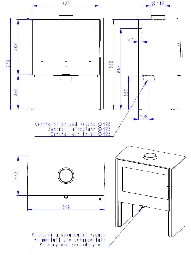 Estufa de leña Riano 30 puerta metálica - Imagen 2