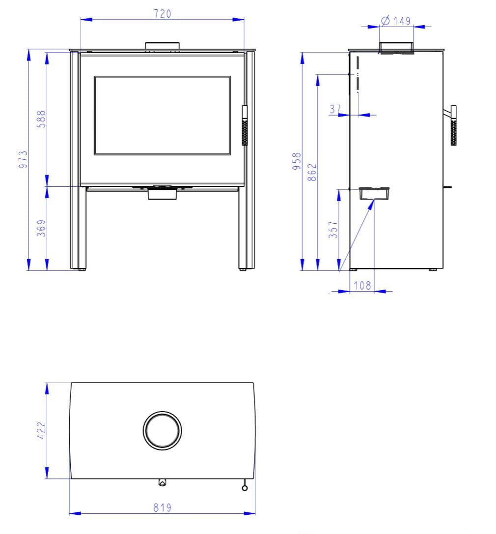 Estufa de leña Riano G30 puerta cristal serigrafiado - Imagen 3