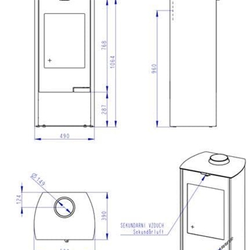 Estufa de leña Tala N06 metálica, puerta curva - Imagen 2