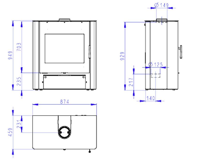 Estufa de leña Telde 30 metálica calefactora - Imagen 3