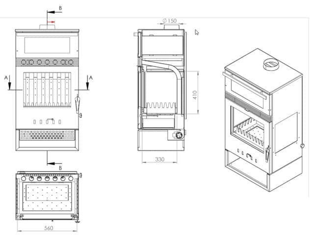 Estufa de leña TKS15 con ventilador - Imagen 4