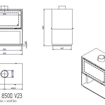 Estufa de leña Venus in the Box 850 - doble cara - Imagen 2