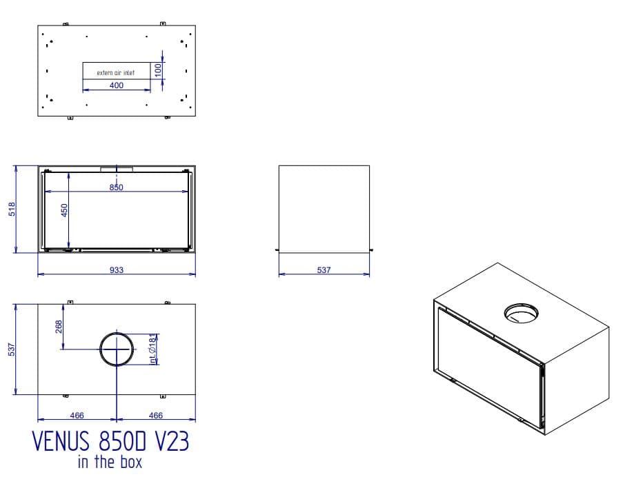 Estufa de leña Venus in the Box 850 - doble cara - Imagen 4
