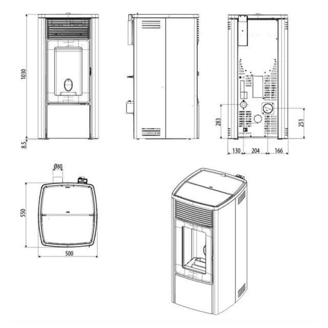 Estufa de pellet Ego Air 8kW M2+ - Imagen 6