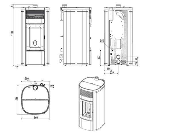 Estufa de pellet Musa Comfort Air 12kW UP M2+ - Imagen 3