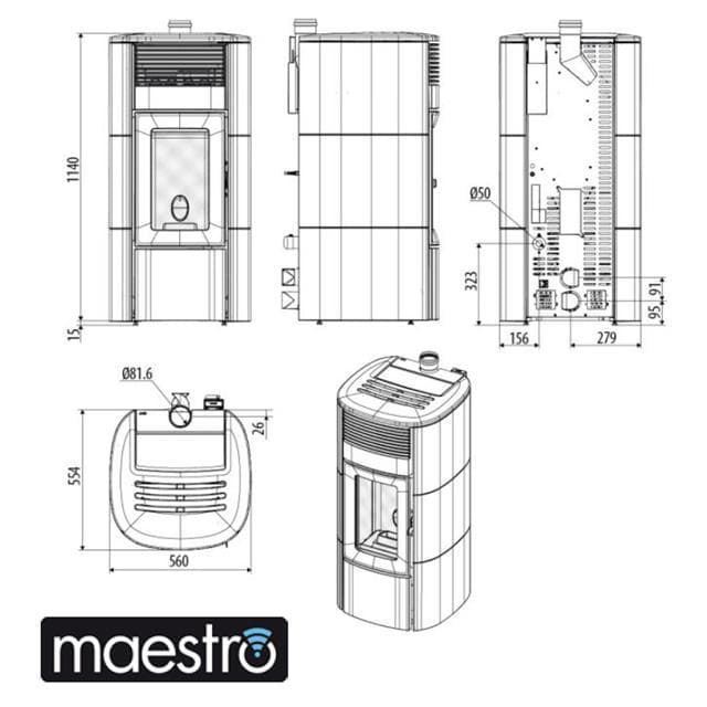 Estufa de pellet Suite / Club / Club Absolute Comfort Air 12kW UP M2+ - Imagen 12