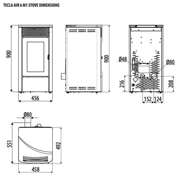 Estufa de pellet Tecla Air 6kW M1 - Imagen 3