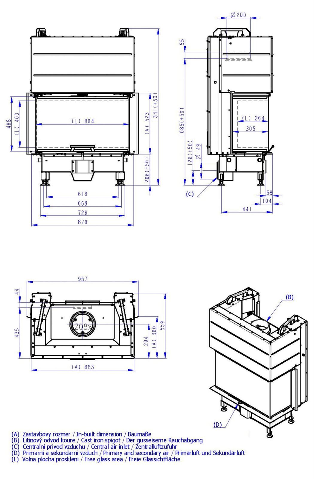 Hogar de leña Heat 3CF3G 80/31 - 80.52.31 - HC3LJ26 - Imagen 3
