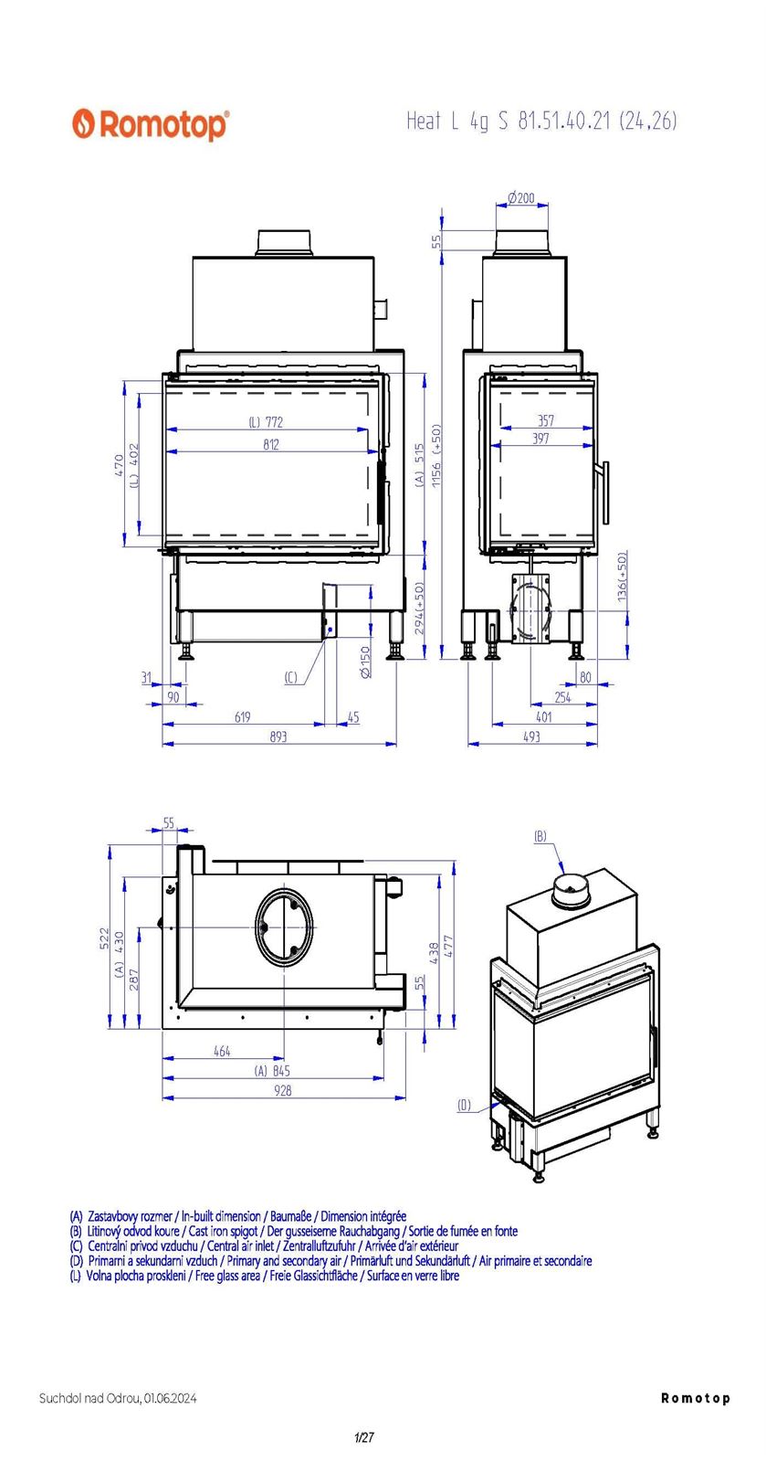 Hogar de leña Heat E2 81/40 - 81.51.40 - HL4SF26/HR4SF26 - Imagen 4