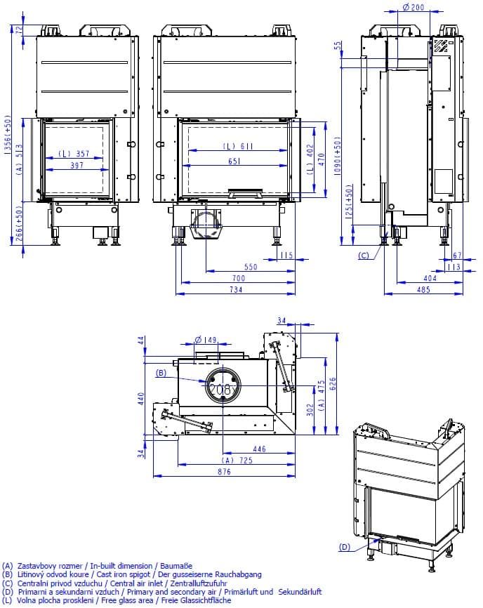 Hogar de leña Heat E2G 65/40 - 65.51.40 - HR3LG25 - Imagen 2