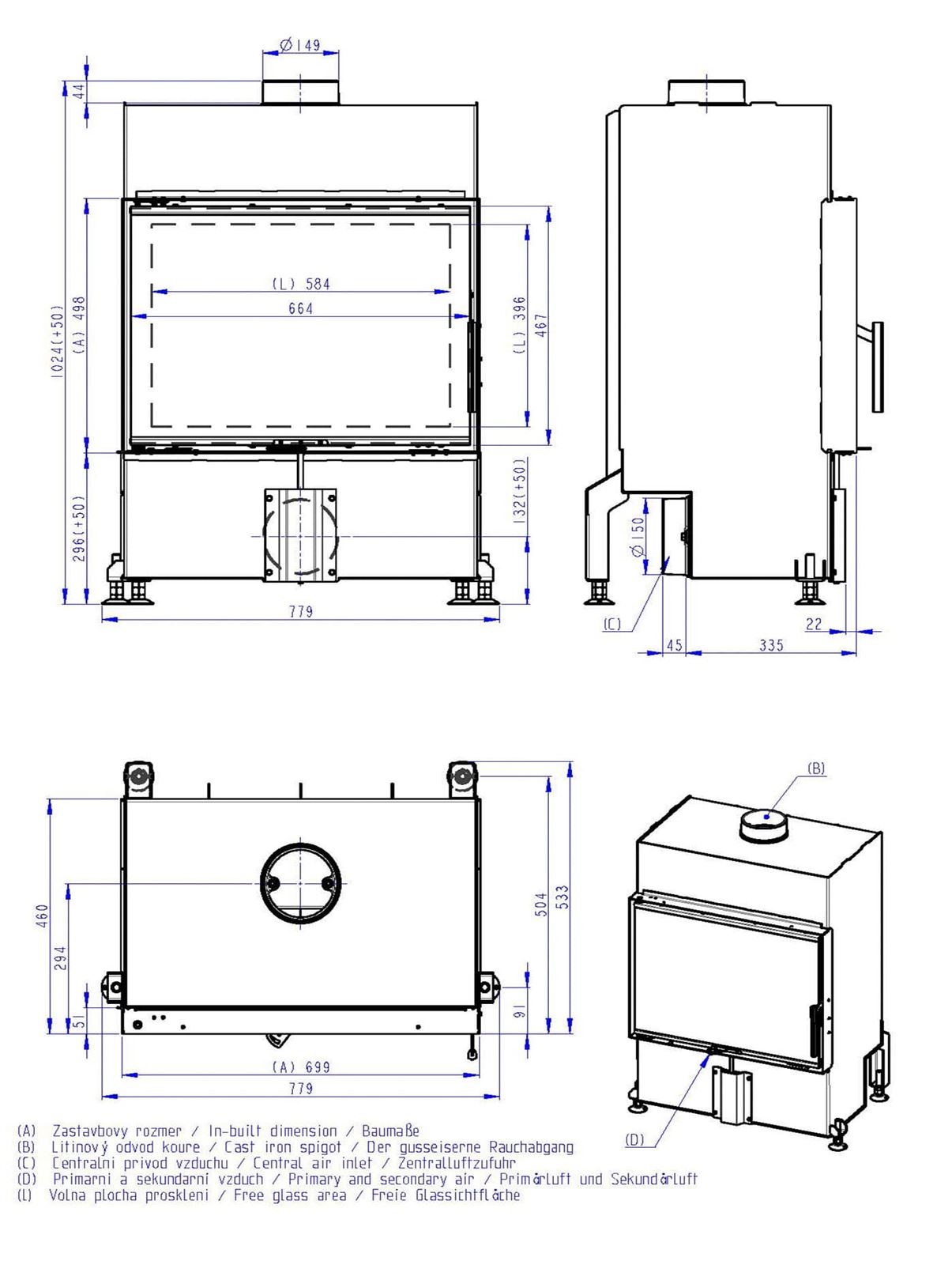 Hogar de leña Heat F 66/41 - 70.50 - H4Z06 - Imagen 2