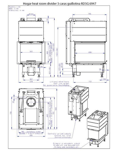 Hogar de leña Heat RD3G 69/47 (Room divider) - Imagen 4