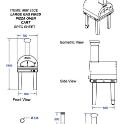 Horno de gas para pizza Bull 60x60 con carrito completo - Imagen 2