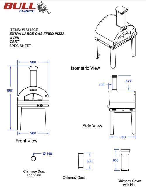 Horno de gas para pizza Bull 80x60 con carrito completo - Imagen 2