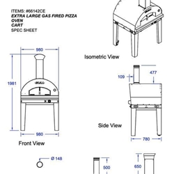 Horno de gas para pizza Bull 80x60 con carrito completo - Imagen 2