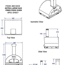 Horno de gas para pizza Bull extra grande 80x60 sin carrito, top en inox - Imagen 1