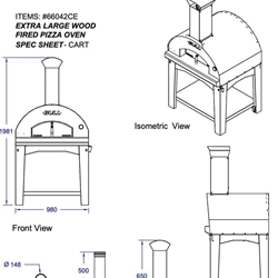 Horno de leña pizza Bull extra grande con carro - Imagen 2