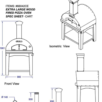 Horno de leña pizza Bull extra grande con carro - Imagen 2