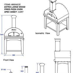 Horno de leña pizza Bull extra grande con carro - Imagen 2