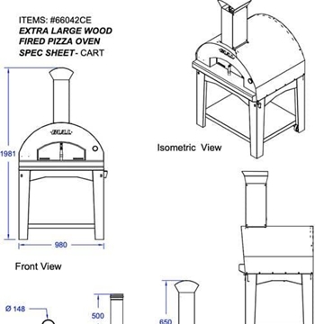Horno de leña pizza Bull extra grande con carro - Imagen 2
