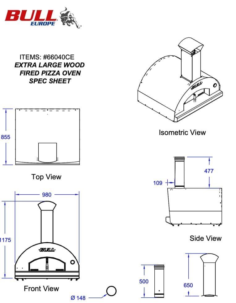 Horno de leña pizza Bull extra grande sin carro - Imagen 2