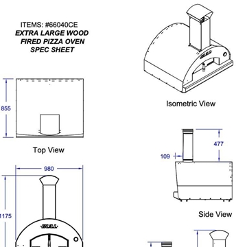 Horno de leña pizza Bull extra grande sin carro - Imagen 2
