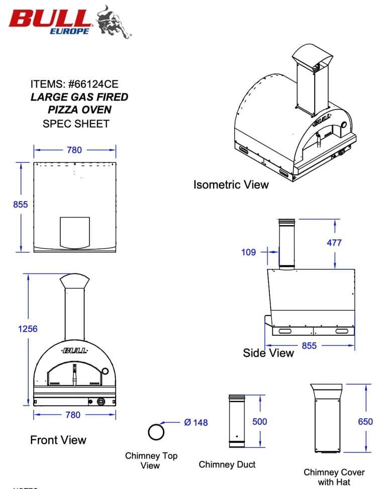 Horno pizza a gas Bull (sin carrito) - Imagen 2