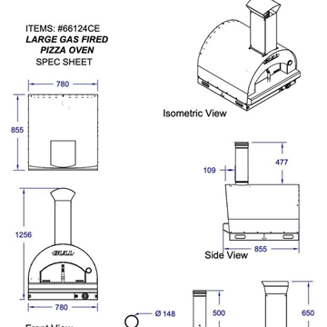 Horno pizza a gas Bull (sin carrito) - Imagen 2
