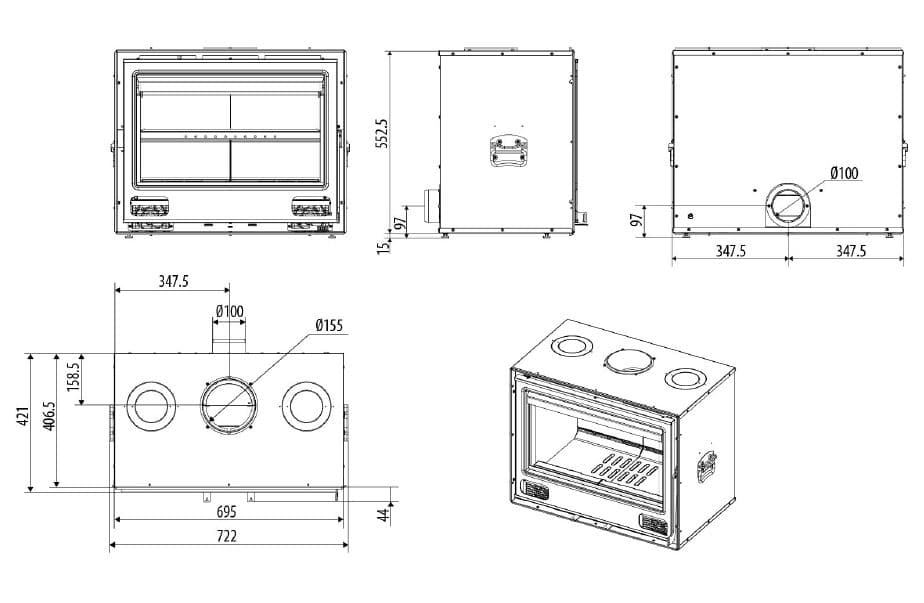 Insert de leña MCZ Qbox 70 - Imagen 3