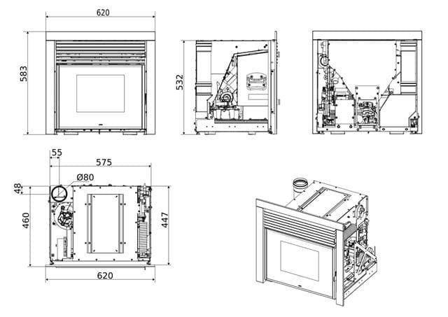 Insert de pellet QBox 60 6kW - Imagen 3
