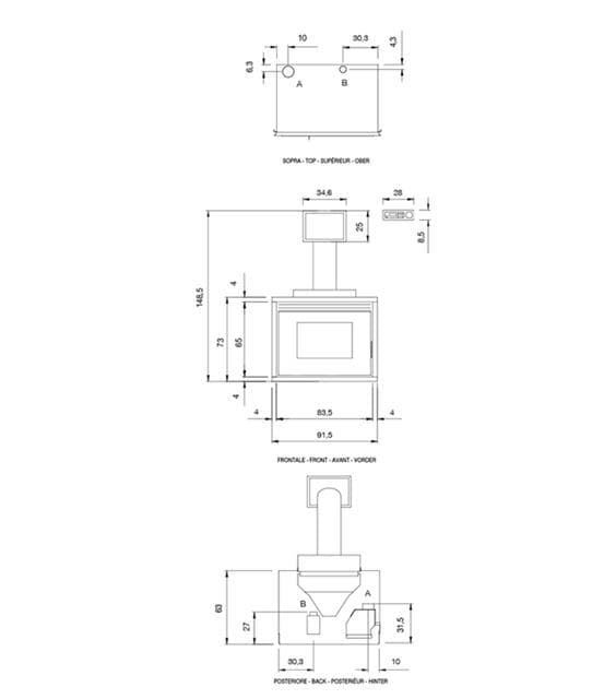 Insert de pellet Saturno 16kW en acero negro - Imagen 2