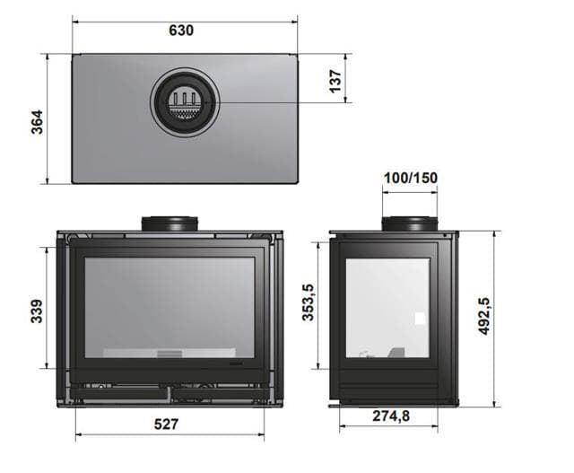 Insertable de gas Square 60 Wall (Doble Corner) - Imagen 2