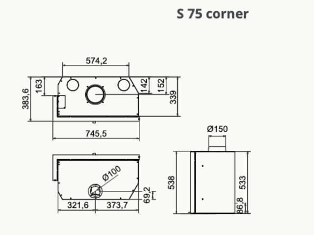 Insertable de leña S75 Black Edition (Esquinera) - Imagen 2