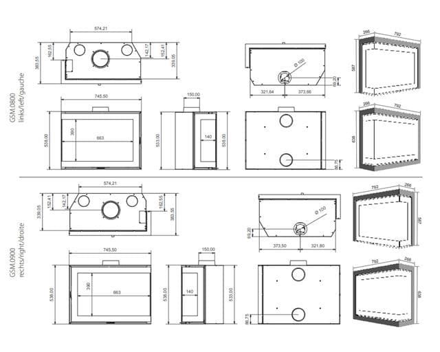 Insertable de leña S75 - Esquinero - Imagen 2