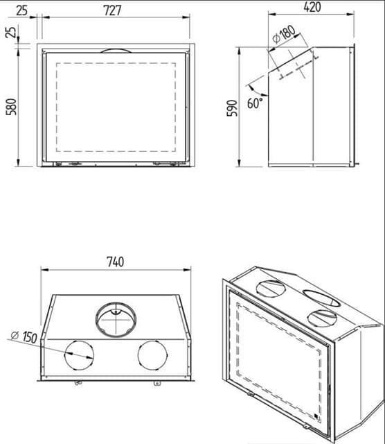 Insertable de leña Interra 74 (frontal) - Imagen 2