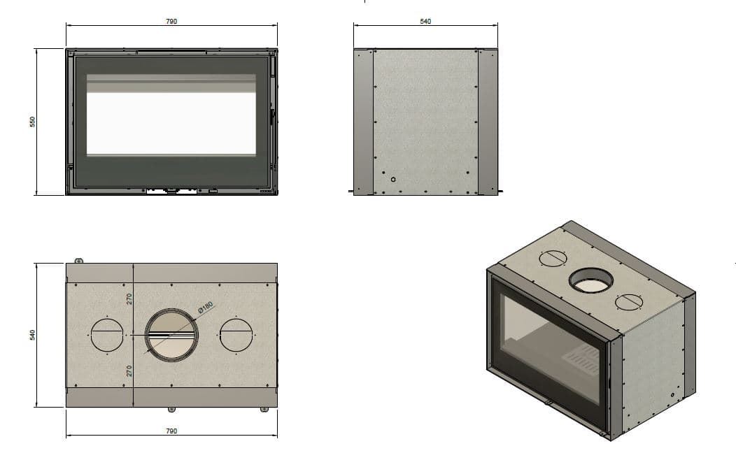 Insertable de leña Vision 8 DUO doble cara túnel - Imagen 2