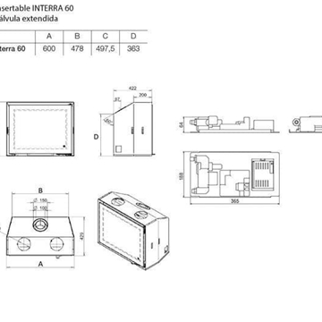 Insertable gas Interra 60 (Frontal) válvula extendida - Imagen 2