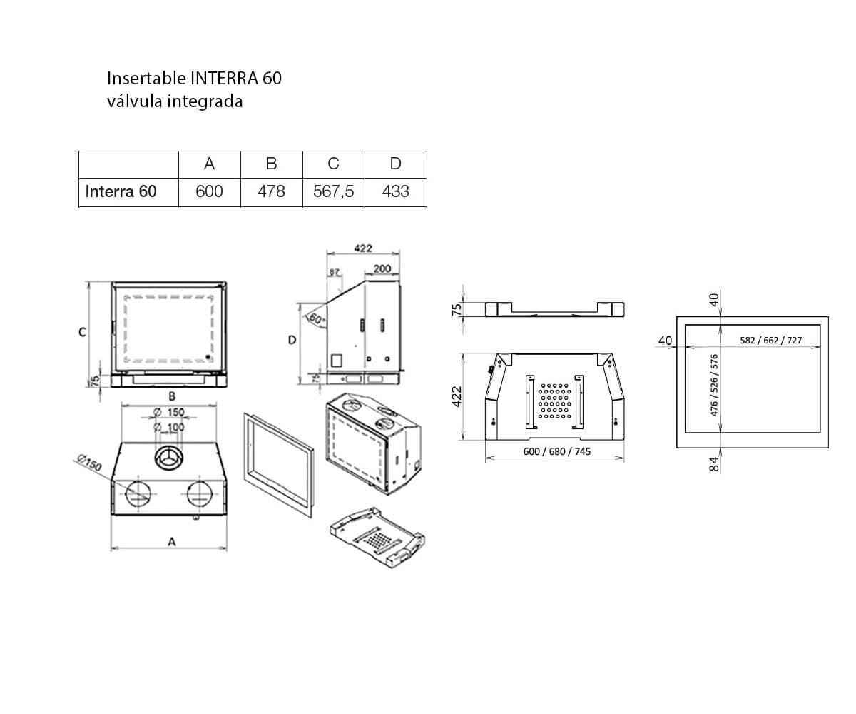 Insertable gas Interra 60 (Frontal) válvula integrada - Imagen 2